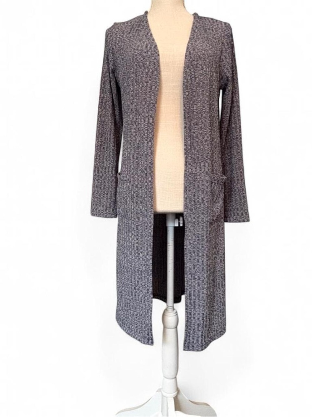 Open-Front Longline gray Women's Cardigan Sweater